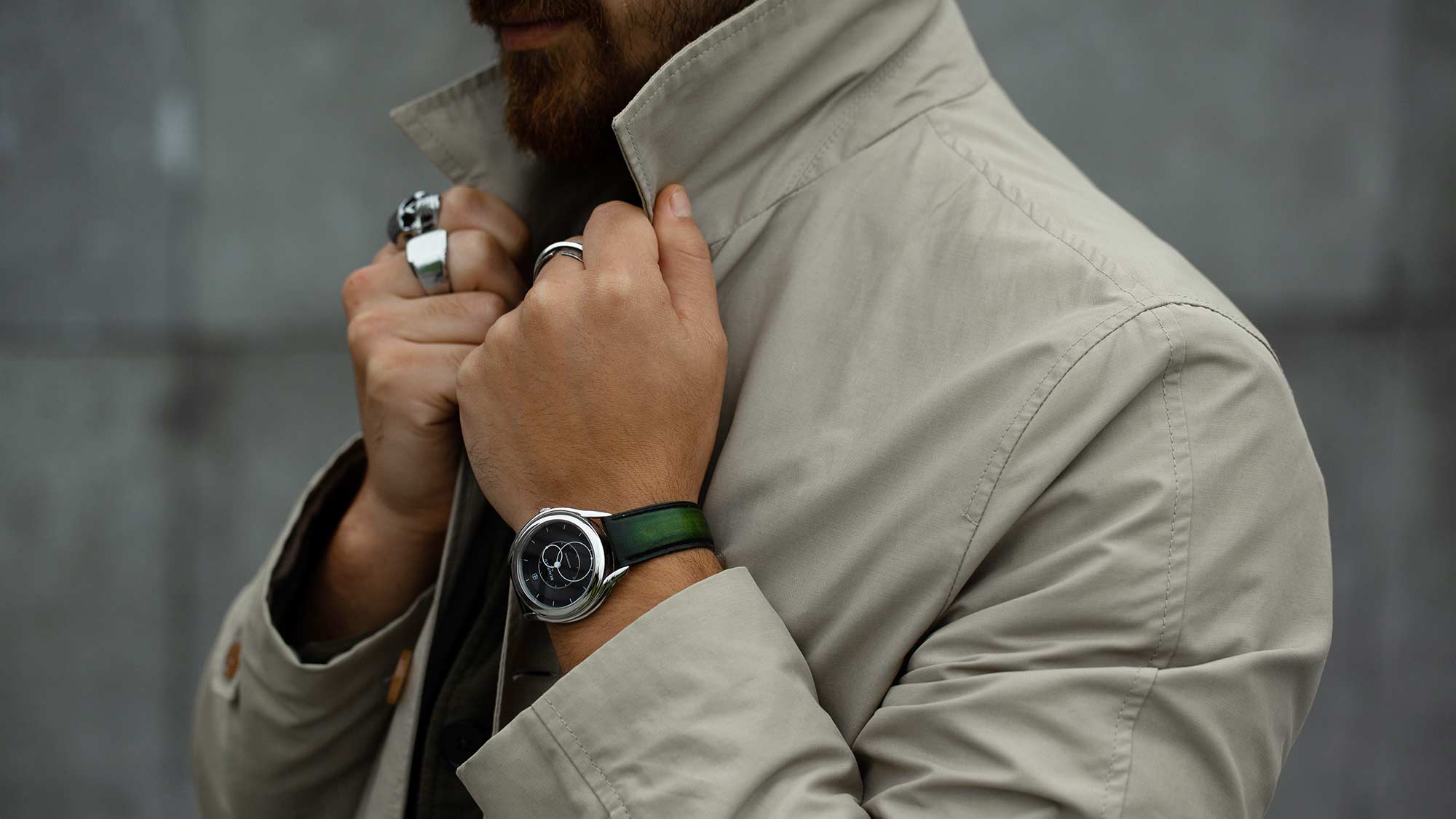 montre beaubleu le lumineux avec bracelet patine vert