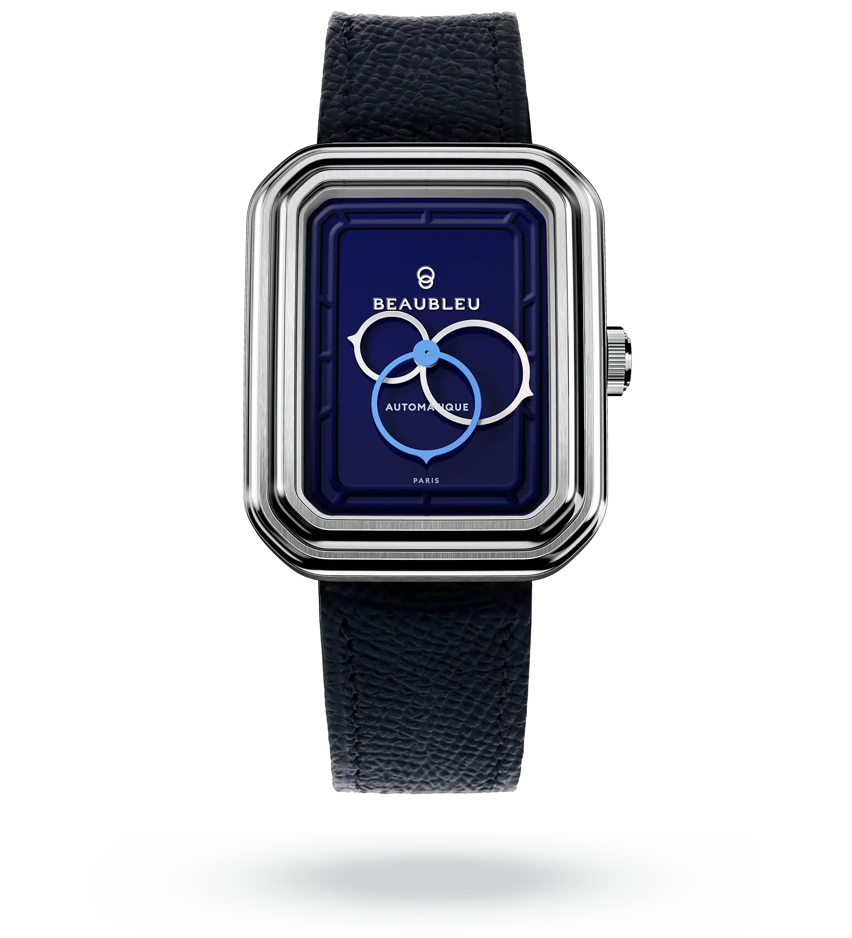 #couleur_Bracelet en cuir - Bleu Grainé #color_Leather strap - Grained Blue