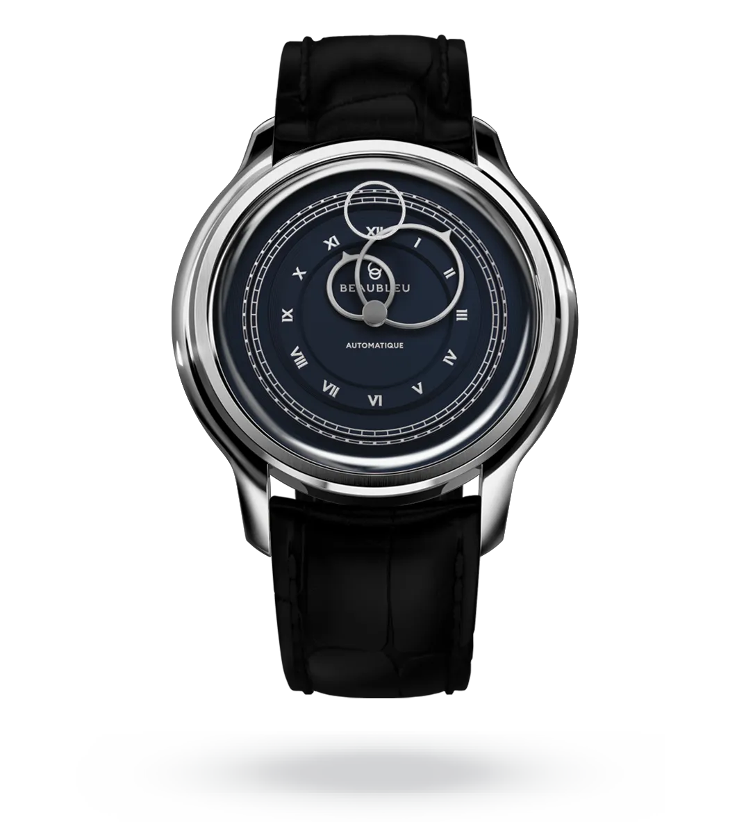#couleur_Bracelet en cuir - Noir Caïman #color_Leather strap - Caiman Black