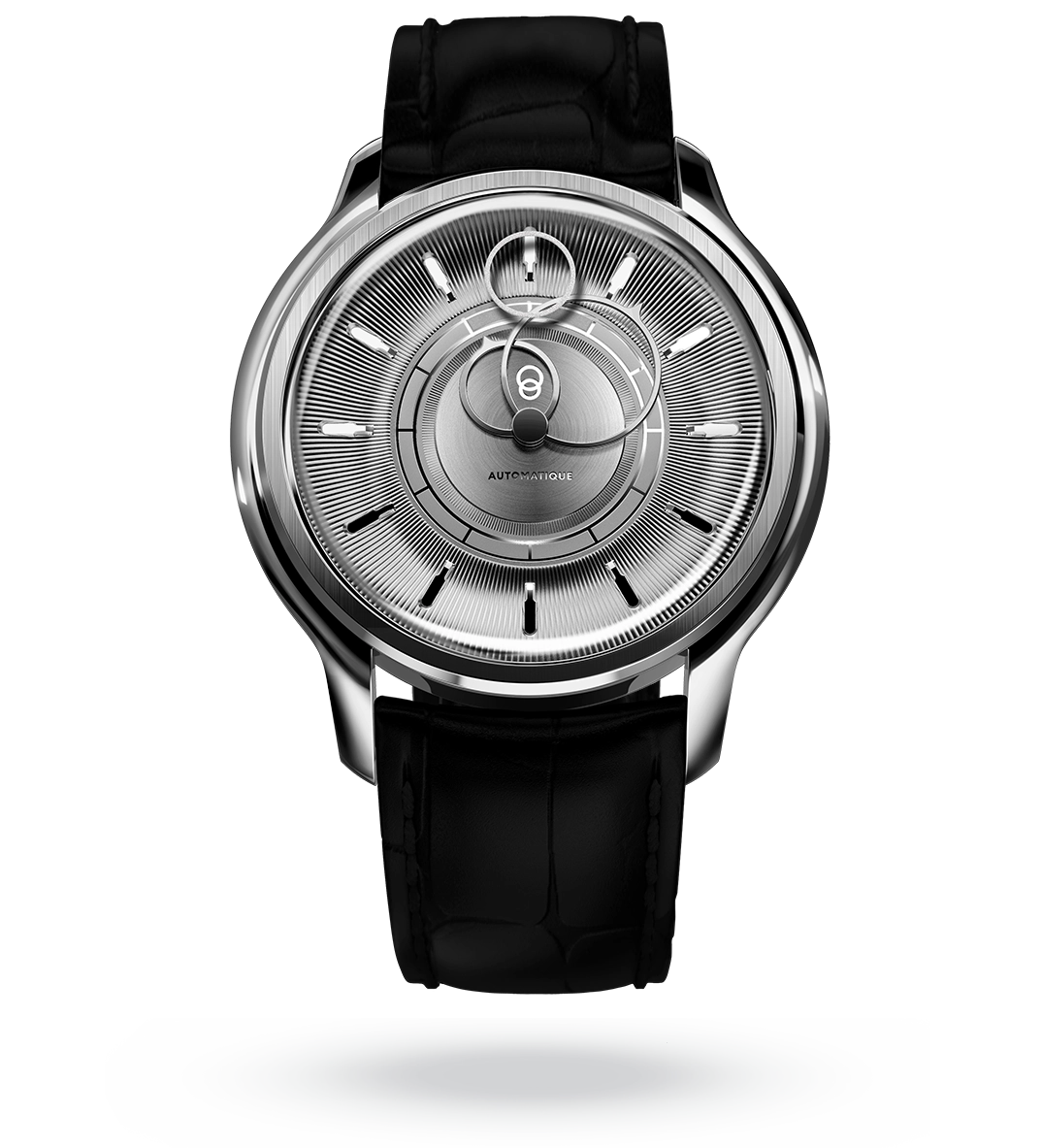 #couleur_Bracelet en cuir - Noir Caïman #color_Leather strap - Caiman Black