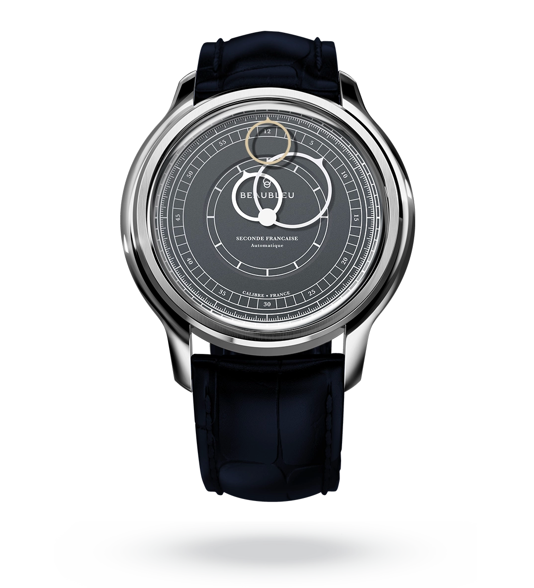 #couleur_Bracelet en cuir - Bleu Caïman #color_Leather strap - Caiman Blue