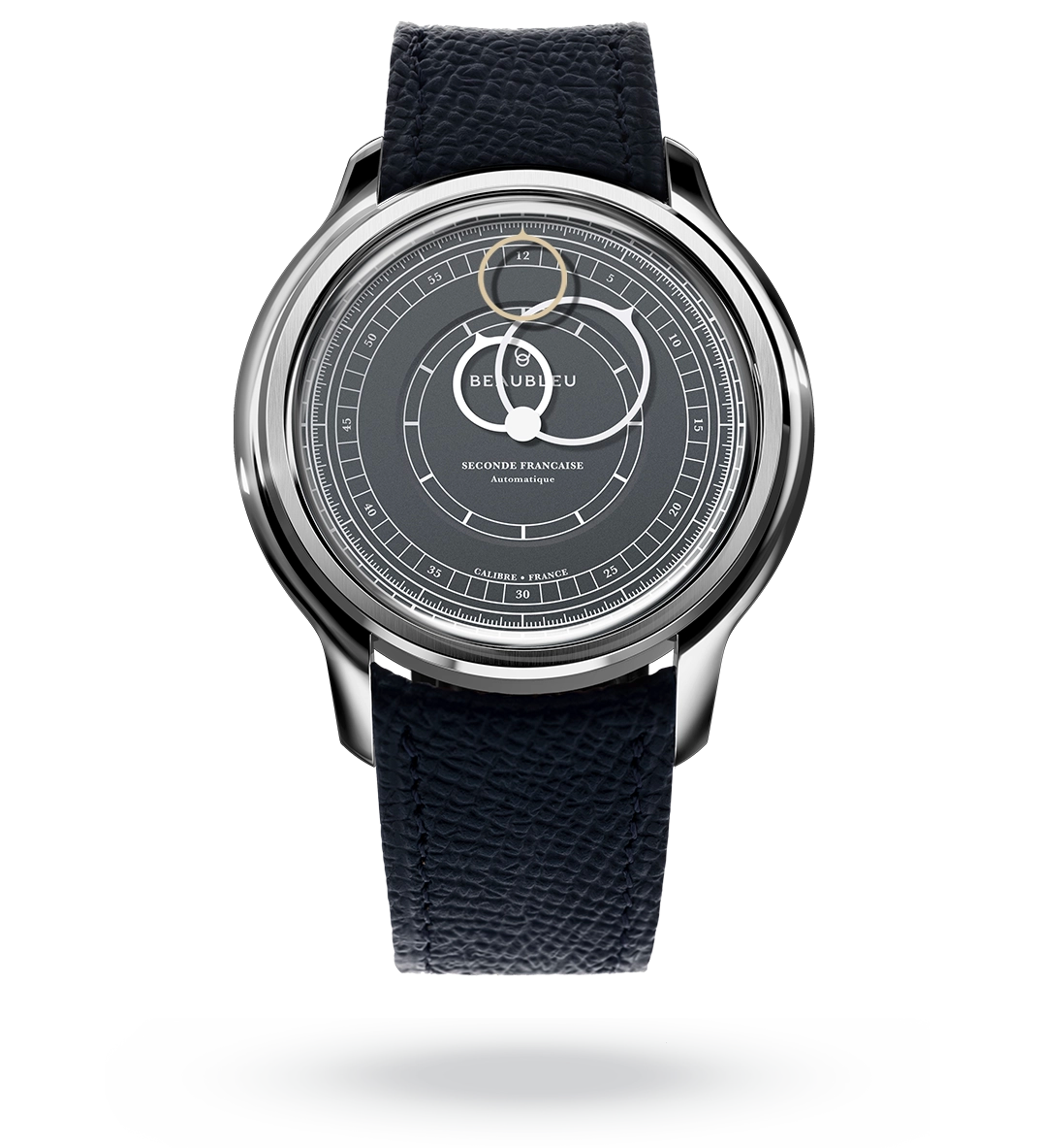 #couleur_Bracelet en cuir - Bleu Grainé #color_Leather strap - Grained Blue