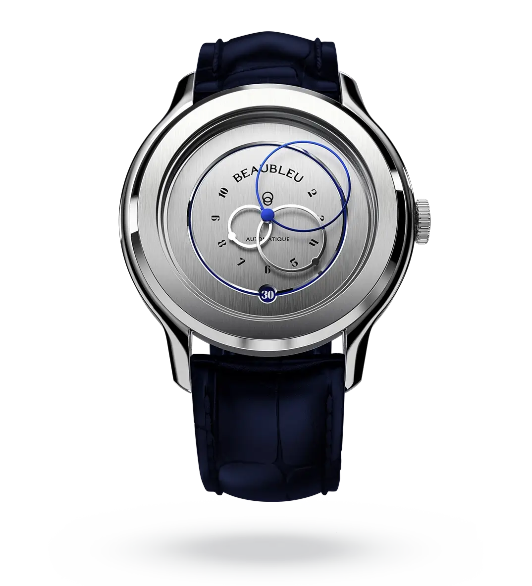 #couleur_Bracelet en cuir - Bleu #color_Leather strap - Blue