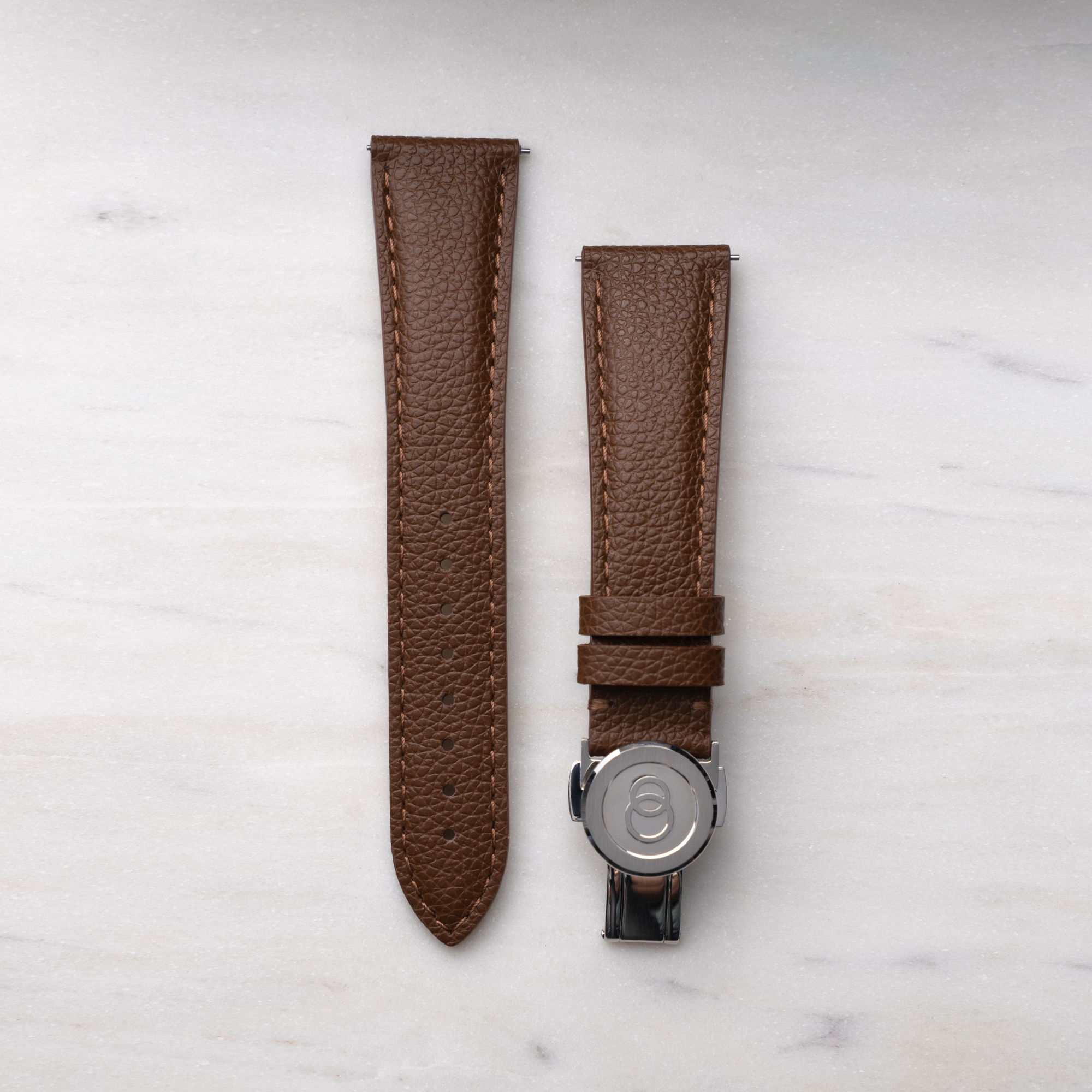 Bracelet Beaubleu cuir cognac avec boucle acier