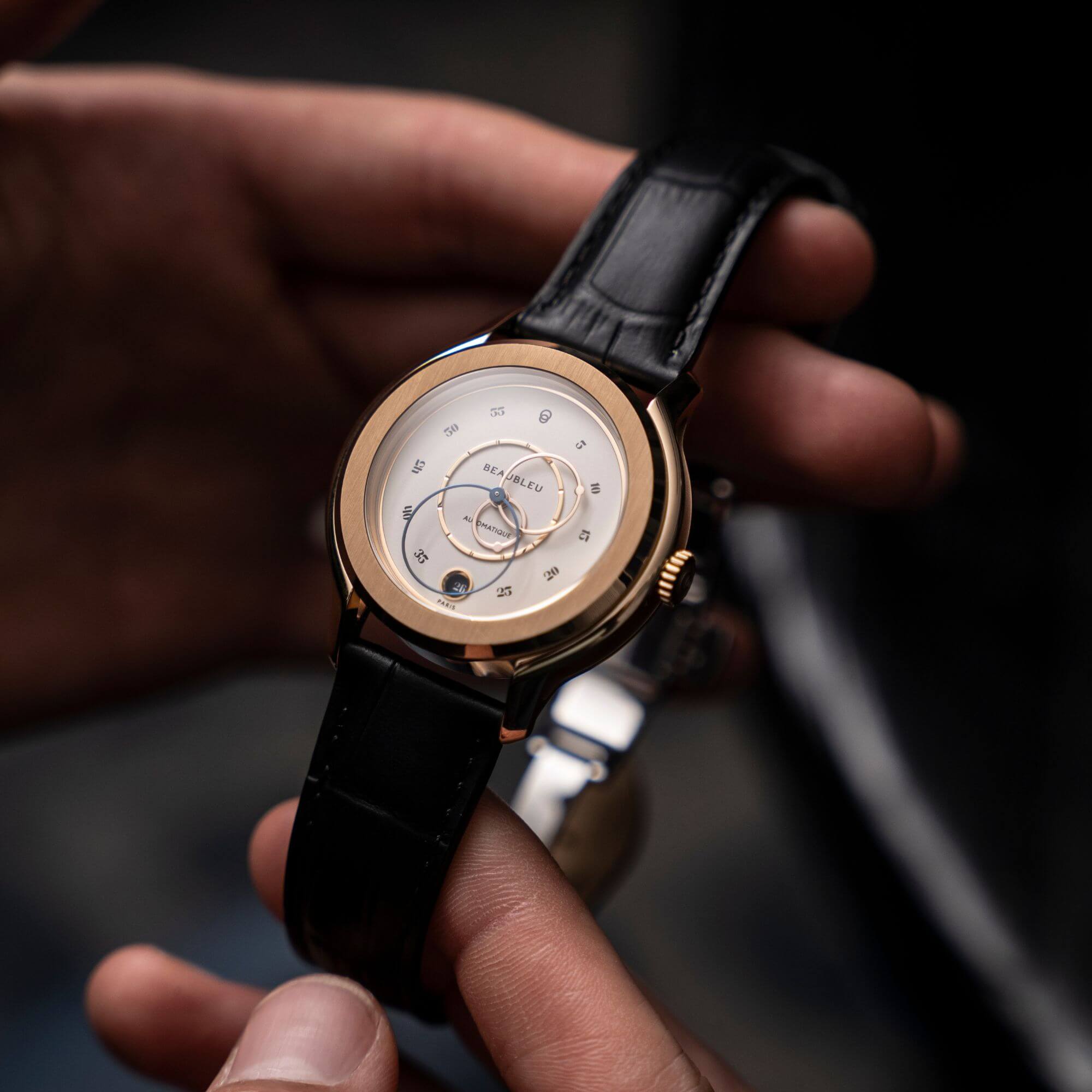 Montre automatique beaubleu ecce lys avec bracelet caiman noir