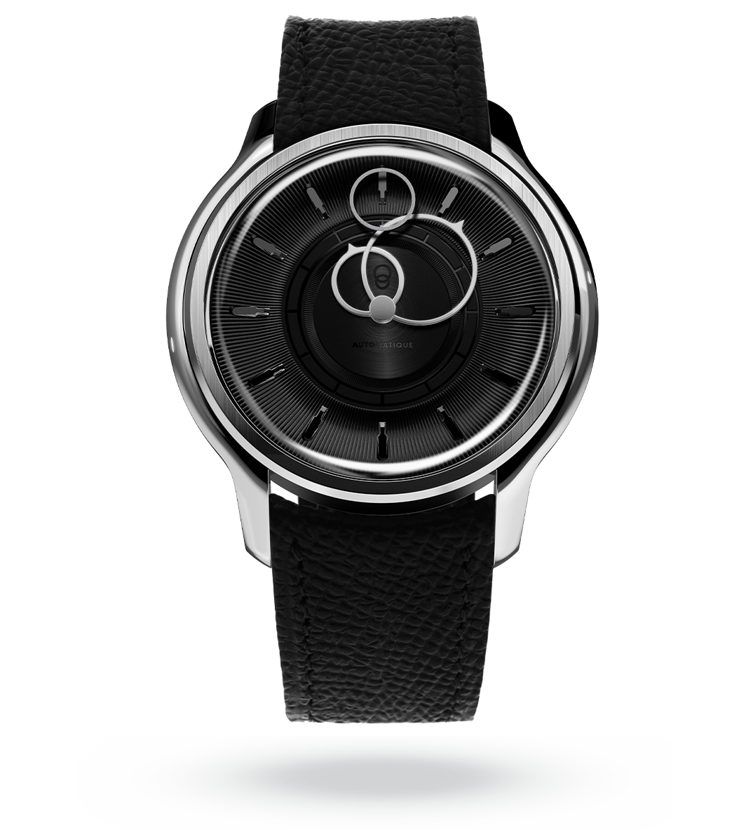 #couleur_Bracelet en cuir - Noir Grainé #color_Leather strap - Grained Black