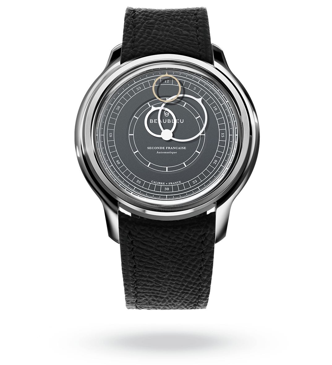 #couleur_Bracelet en cuir - Noir Grainé #color_Leather strap - Grained Black