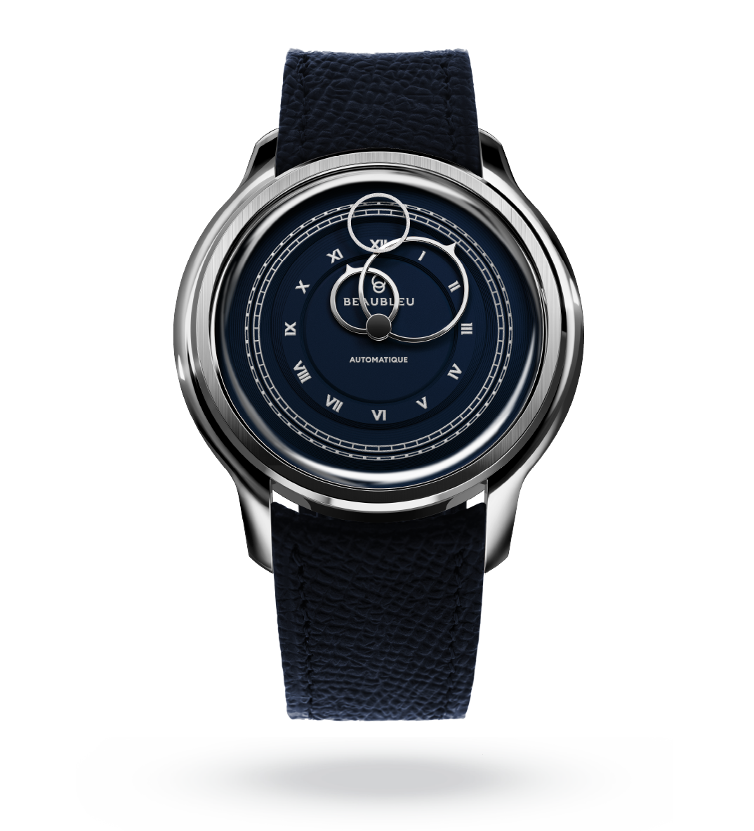 #couleur_Bracelet en cuir - Bleu Grainé #color_Leather strap - Grained Blue