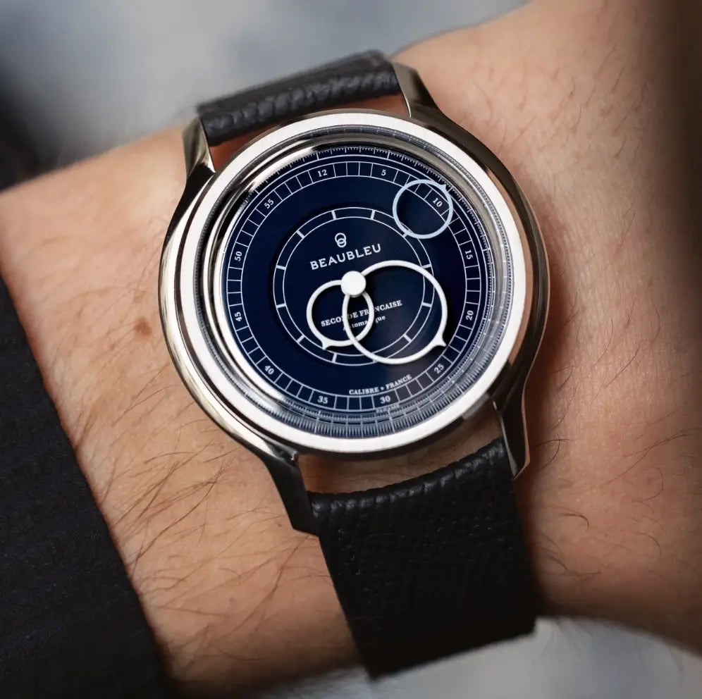 Montre Seconde Francaise Bleu poignet homme