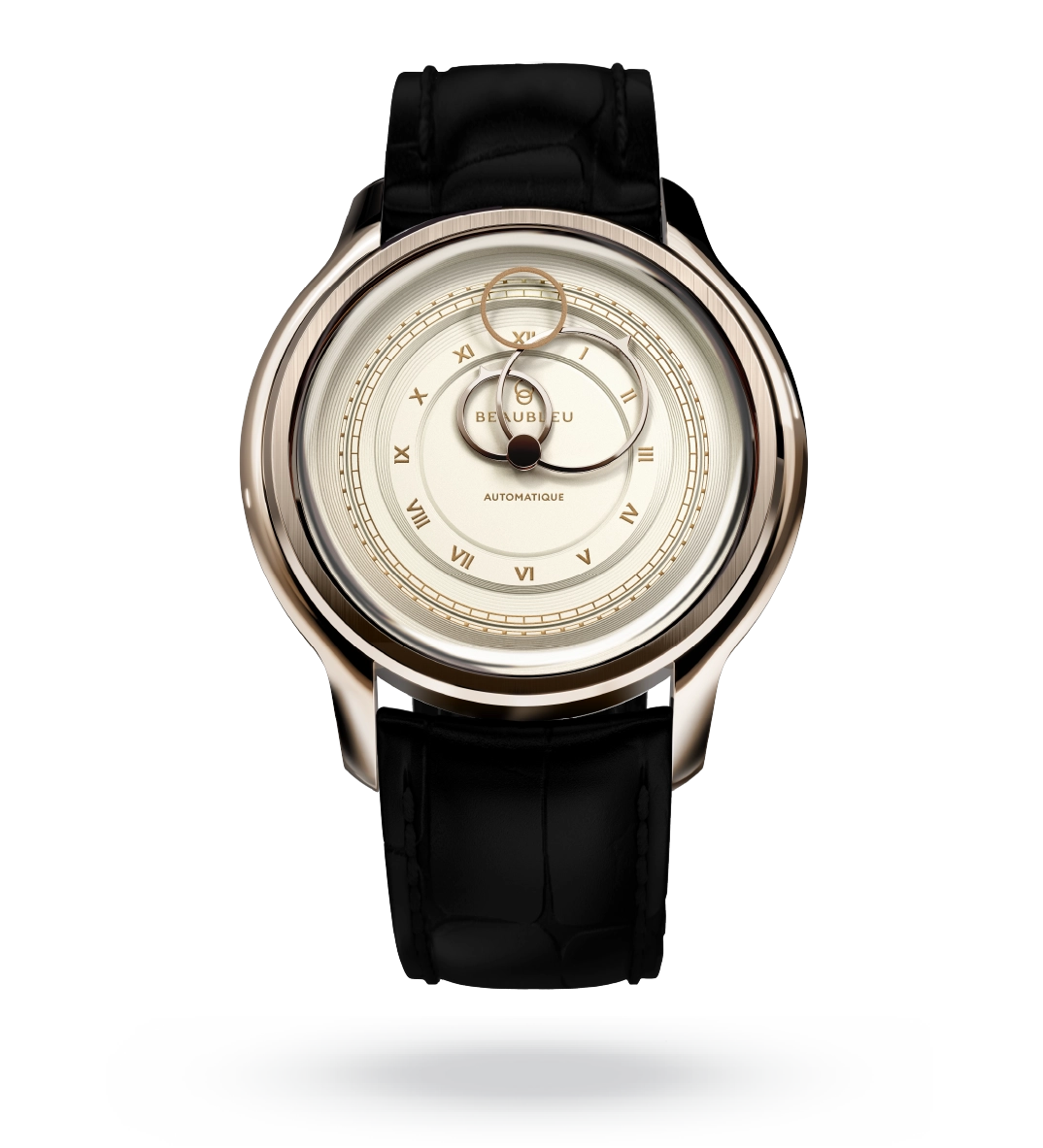 #couleur_Bracelet en cuir - Noir Caïman #color_Leather strap - Caiman Black