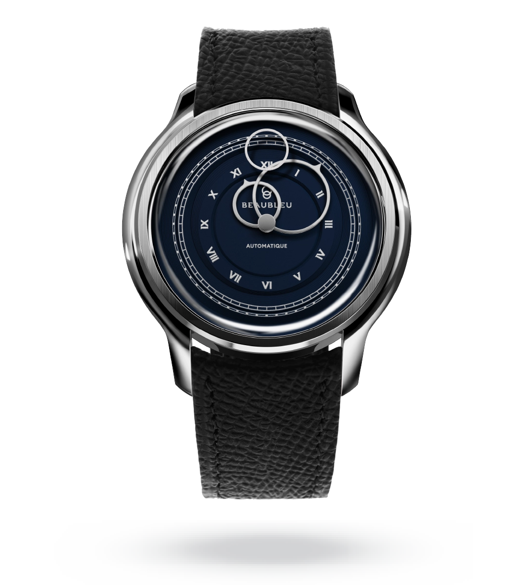 #couleur_Bracelet en cuir - Noir Grainé #color_Leather strap - Grained Black