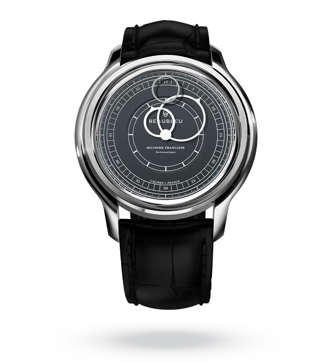 #couleur_Bracelet en cuir - Noir Caïman #color_Leather strap - Caiman Black