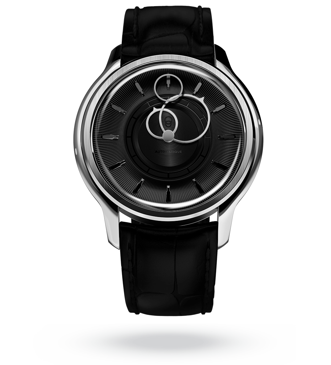 #couleur_Bracelet en cuir - Noir Caïman #color_Leather strap - Caiman Black