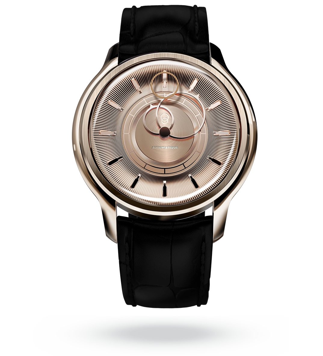 #couleur_Bracelet en cuir - Noir Caïman #color_Leather strap - Caiman Black