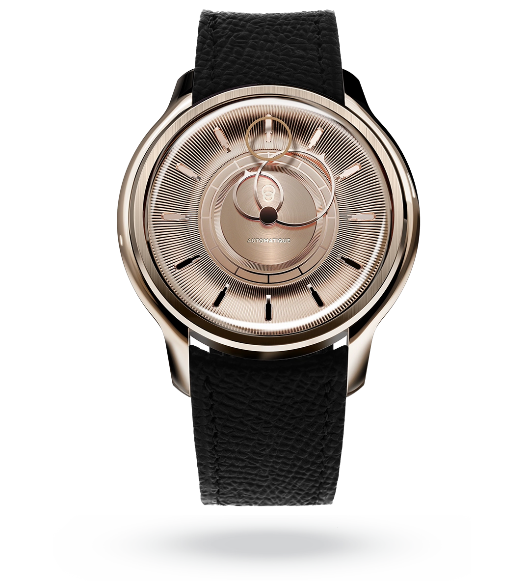 #couleur_Bracelet en cuir - Noir Grainé #color_Leather strap - Grained Black