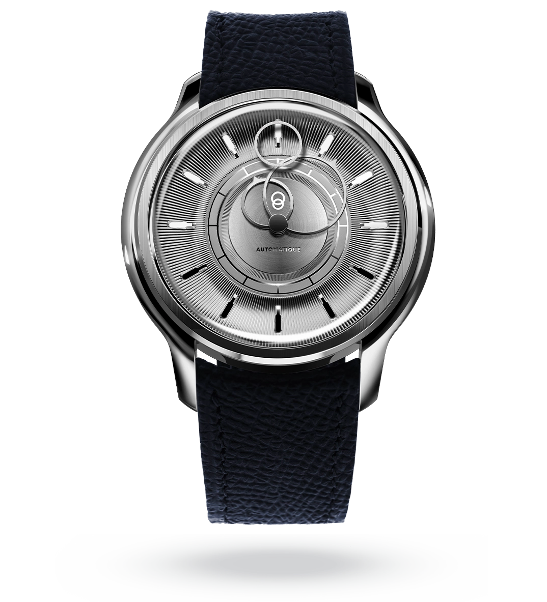 #couleur_Bracelet en cuir - Bleu Grainé #color_Leather strap - Grained Blue