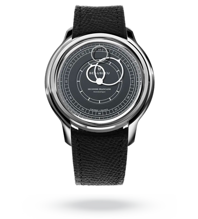 #couleur_Bracelet en cuir - Noir Grainé #color_Leather strap - Grained Black