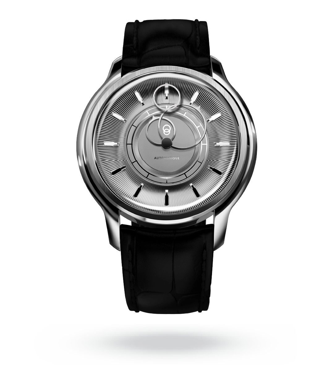 #couleur_Bracelet en cuir - Noir Caïman #color_Leather strap - Caiman Black