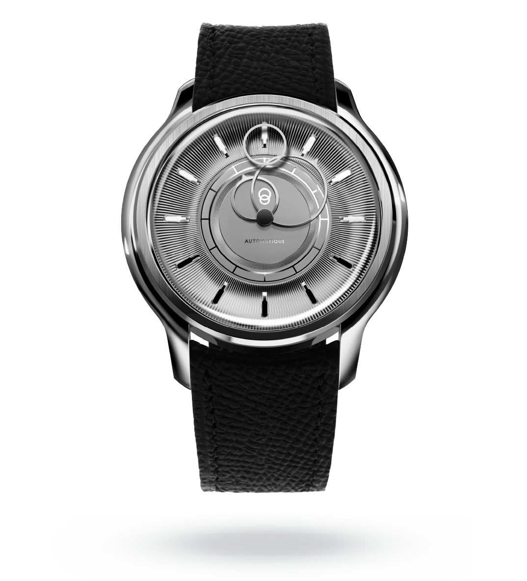 #couleur_Bracelet en cuir - Noir Grainé #color_Leather strap - Grained Black