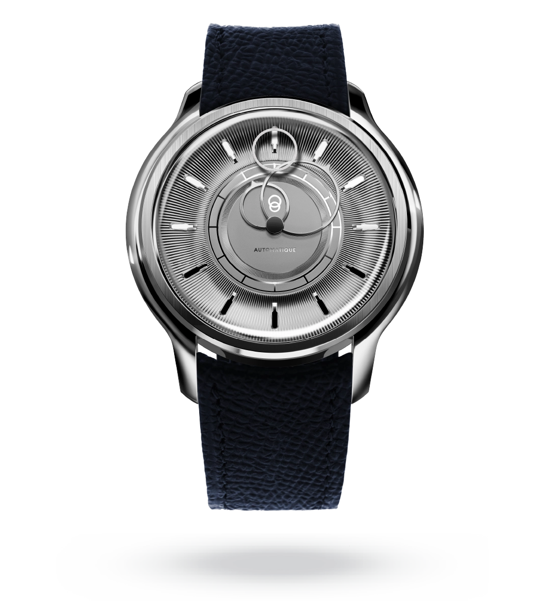 #couleur_Bracelet en cuir - Bleu Grainé #color_Leather strap - Grained Blue