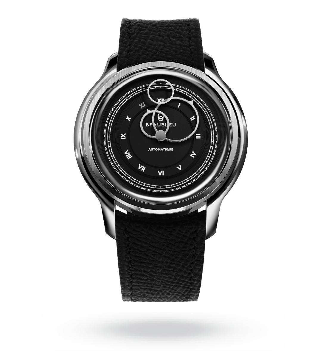 #couleur_Bracelet en cuir - Noir Grainé #color_Leather strap - Grained Black