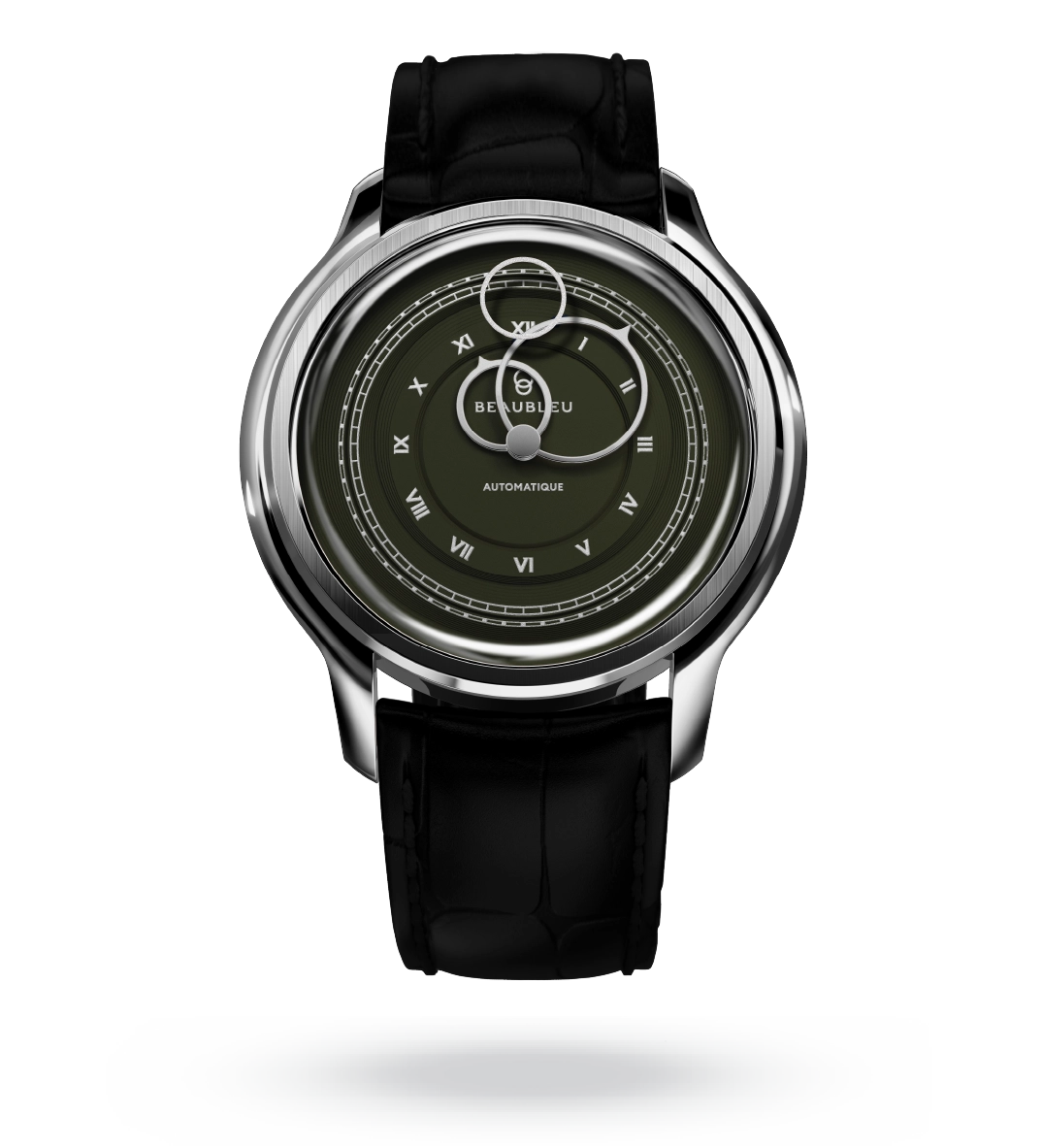 #couleur_Bracelet en cuir - Noir Caïman #color_Leather strap - Caiman Black