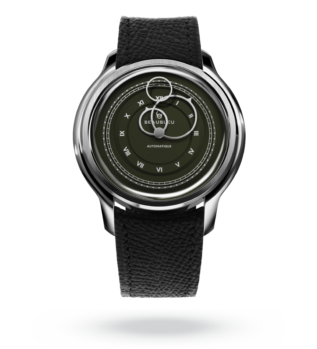 #couleur_Bracelet en cuir - Noir Grainé #color_Leather strap - Grained Black