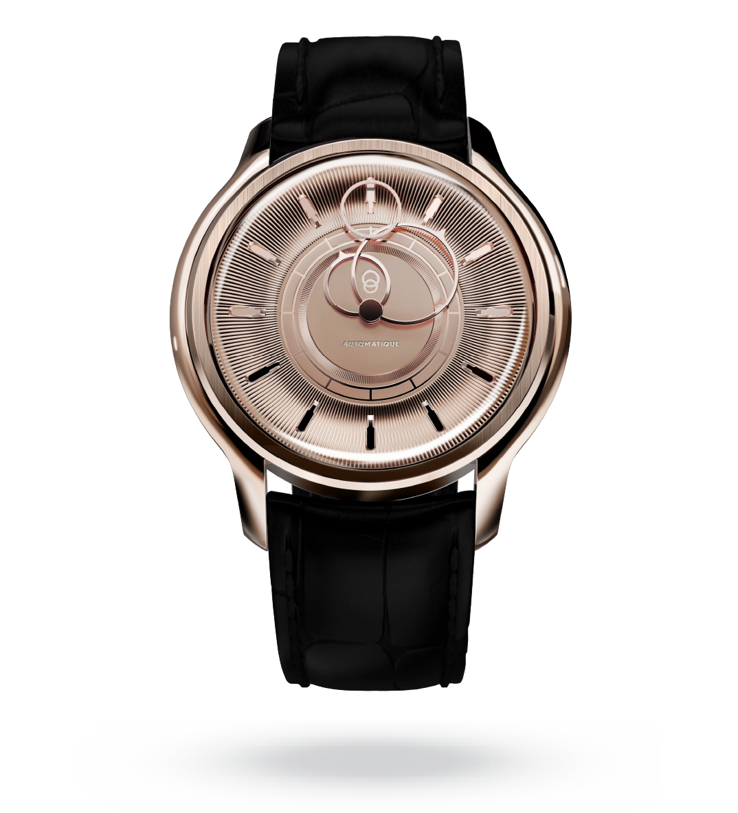 #couleur_Bracelet en cuir - Noir Caïman #color_Leather strap - Caiman Black